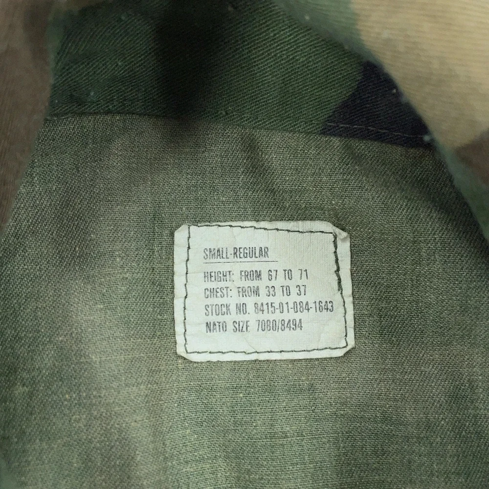 Vintage U.S.‎ Army Jacket Mens Small Regular Woodland Camo BDU Combat Coat 80s